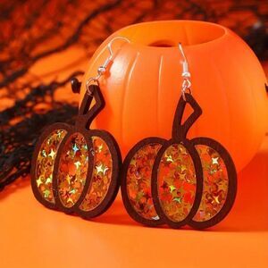 Halloween Pumpkin Acrylic Dangle Earrings